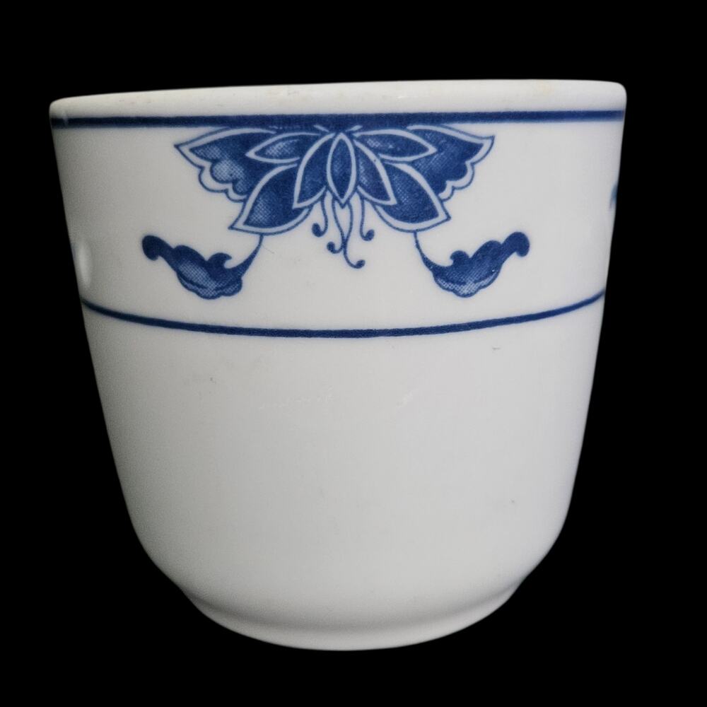 Vintage Tatung Blue White Porcelain Tea Cup Taiwan Floral Tableware